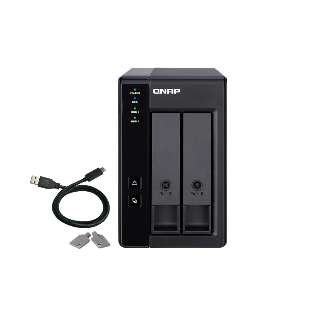 QNAP 2-Bay (TR-002) Diskless USB-C Direct Attached Storage Expansion Unit